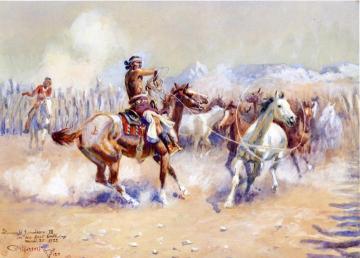Navajo Wild Horse Hunters Artwork by Charles Marion Russell