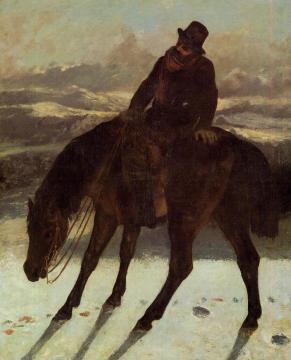 Hunter On Horseback, Redcovering The Trail Artwork by Gustave Courbet