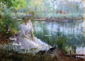 By a River Artwork by Charles James Theriat