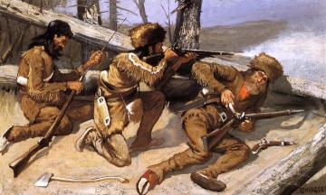A Brush with the Redskins Artwork by Frederic Remington