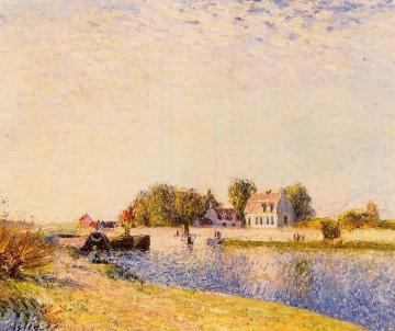 The Dam on the Loing - Barges Artwork by Alfred Sisley
