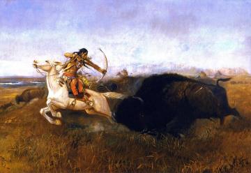 Indians Hunting Buffalo Artwork by Charles Marion Russell