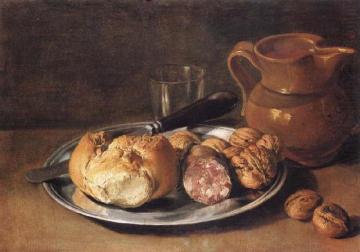 Style life with Salami Artwork by Giacomo Ceruti