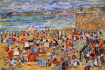 On the Beach, St. Malo Artwork by Maurice Prendergast