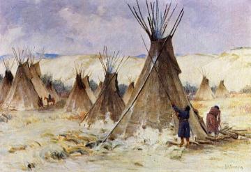 Early Winter On Crow Reservation, Montana Artwork by Joseph Henry Sharp