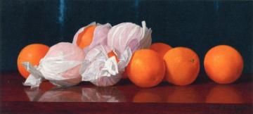 Wrapped Oranges On A Tabletop Artwork by William Joseph McCloskey