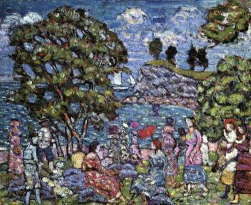Cove with Figures Artwork by Maurice Prendergast