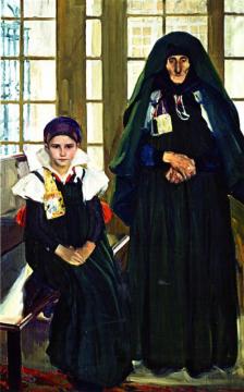 Grandmother and Granddaughter from the Anso Valley Artwork by Joaquin Sorolla y Bastida