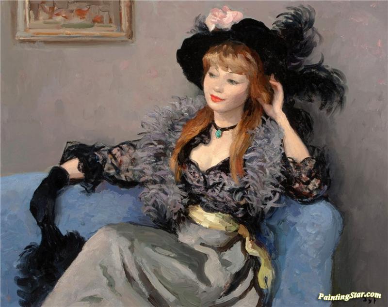 Lady On The Sofa Artwork by Marcel Dyf