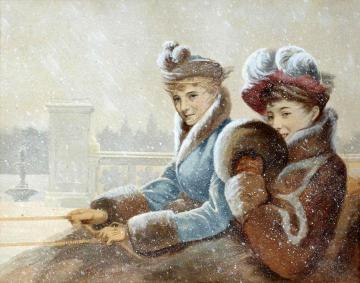 Riding In A Sleigh Artwork by Jean Georges Beraud