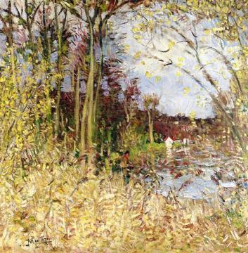 Fishing on the Banks of the Eau Artwork by Pierre Eugène Montézin