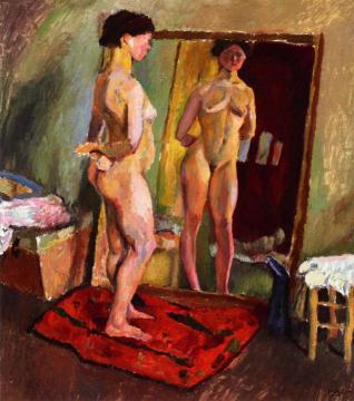 Nude before a Mirror Artwork by Jules Pascin