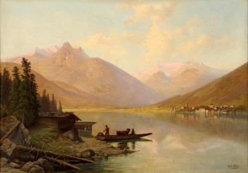 Landscape With An Alpine Lake And Village Artwork by Wilhelm Theodor Nocken