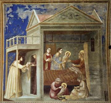 The Birth Of The Virgin, 1303-1305 Artwork by Giotto di Bondone
