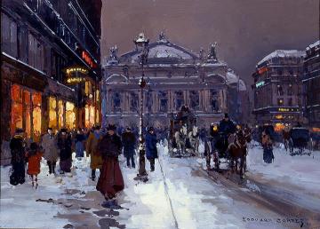 Place de l’Opéra in Winter Artwork by Edouard Léon Cortes