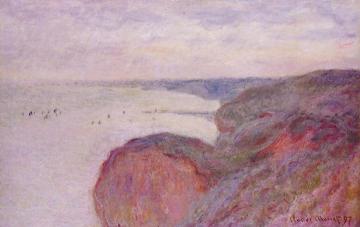 On the Cliff near Dieppe, Overcast Skies Artwork by Claude Oscar Monet