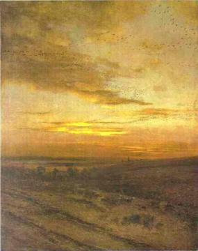 Evening. Birds Flying Away Artwork by Alexei Kondratevich Savrasov