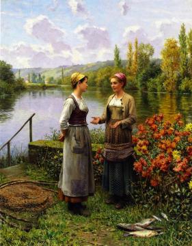 Waiting for the Ferry Artwork by Daniel Ridgway Knight