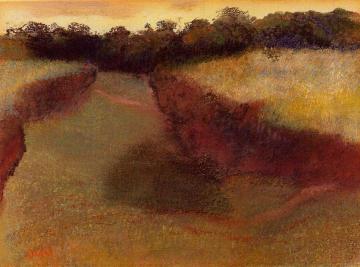 Wheatfield and Line of Trees Artwork by Edgar Degas