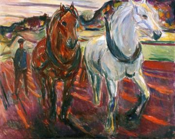 Horse Team Plowing Artwork by Edvard Munch