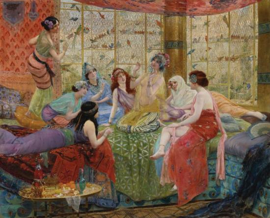 Harem Girls In An Aviary Artwork by Georges Antoine Rochegrosse