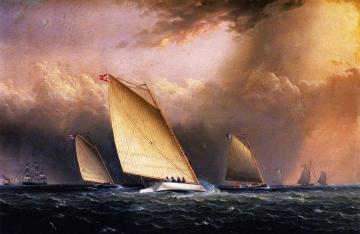 Catboats Racing Artwork by James E. Buttersworth