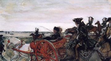 Catherine II Setting out to Hunt with Falcons Artwork by Valentin Serov