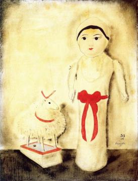 Still LIfe with Doll Artwork by Tsuguharu Foujita