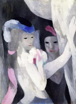 Two Woman with Curtain Artwork by Marie Laurencin