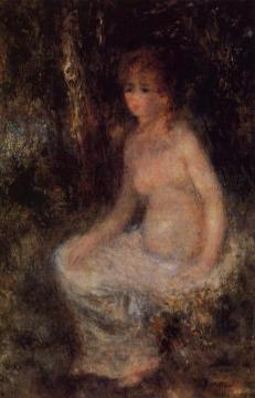 Nude Sitting In The Forest Artwork by Pierre Auguste Renoir