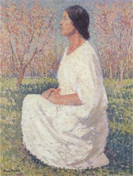 Kneeling Muse Artwork by Henri Martin