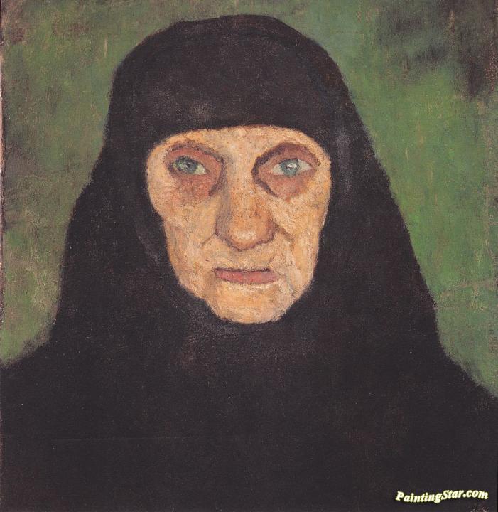Head of an old woman with black scarf Artwork by Paula Modersohn-Becker