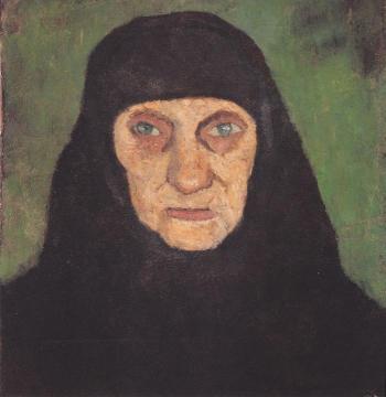 Head of an old woman with black scarf Artwork by Paula Modersohn-Becker