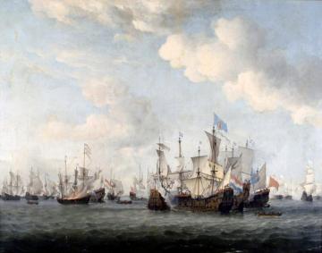 Naval Battle Between Dutch And French Merchant Ships Artwork by Willem van de Velde the Younger