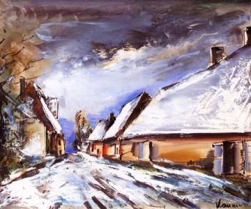 Snowy Landscape Artwork by Maurice De Vlaminck