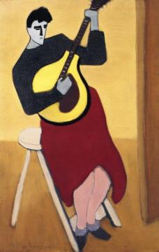 Mando-cello Player Artwork by Milton Avery