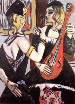 Dancers in Black and Yellow Artwork by Max Beckmann