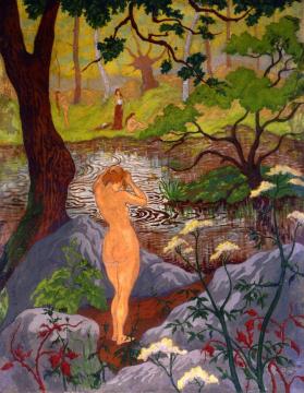 Nude Fixing Her Hair by a Pond Artwork by Paul Ranson