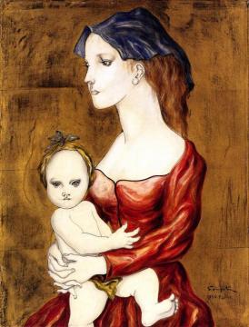 Mother and Child Artwork by Tsuguharu Foujita
