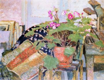 Pot of Flowers in the Studio, rue Truffaut Artwork by Edouard Vuillard
