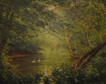 Swans on the Brook Artwork by Johan Krouthén