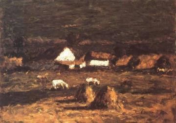 Farmstead with Calves Artwork by Jozsef Koszta