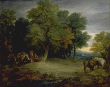 Gypsy Encampment, Sunset Artwork by Thomas Gainsborough