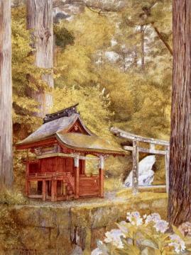 Japanese Pagoda in the Woods Artwork by Henry Roderick Newman