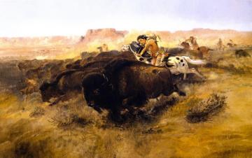 The Buffalo Hunt Artwork by Charles Marion Russell