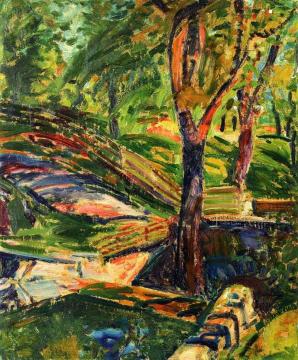 Fenced Landscape Artwork by Alfred Henry Maurer