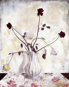 Vase of Roses Artwork by Tsuguharu Foujita