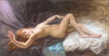 Reclining Nude Artwork by Wladyslaw Bakalowicz