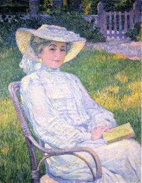 Madame Theo van Rysselberghe in the Garden Artwork by Theo van Rysselberghe