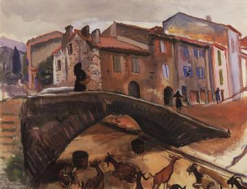 Collioure. Bridge with goats Artwork by Zinaida Serebriakova